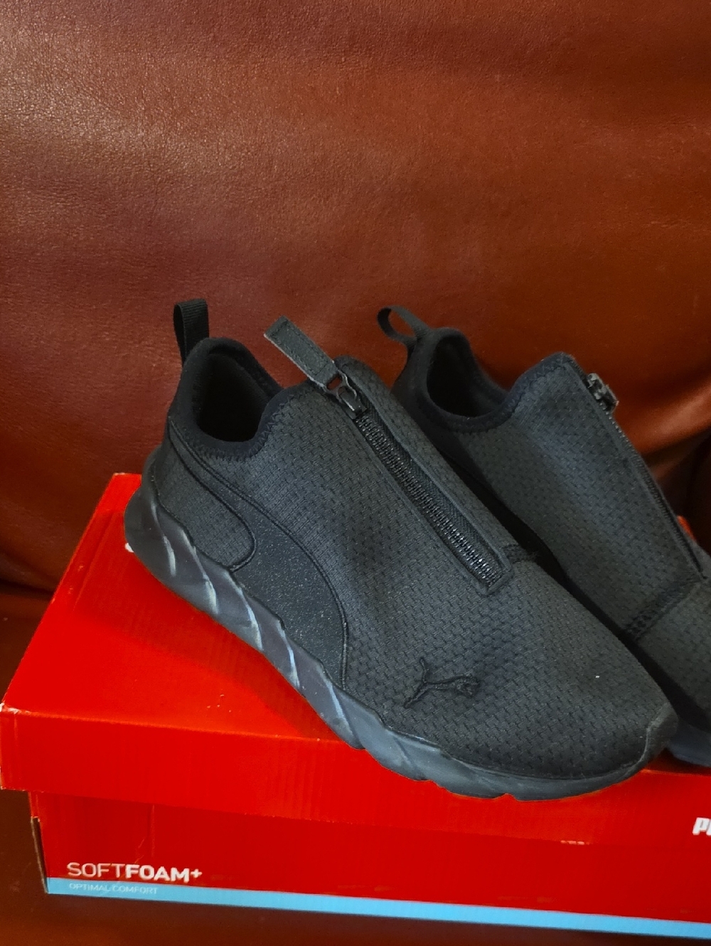 Puma Men’s Black Slip-On Zipper Knit Sneakers